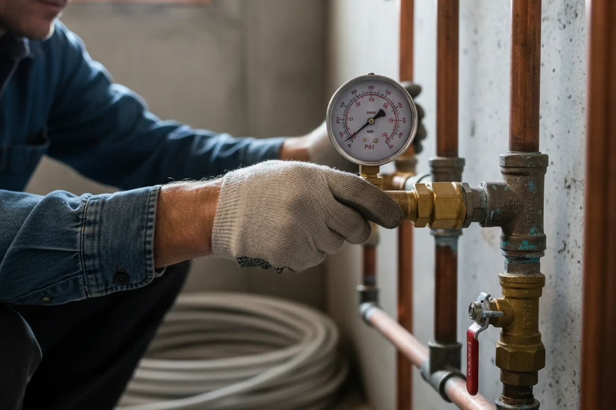 Pressure testing a repaired line during Water Line Repair in Reelsville